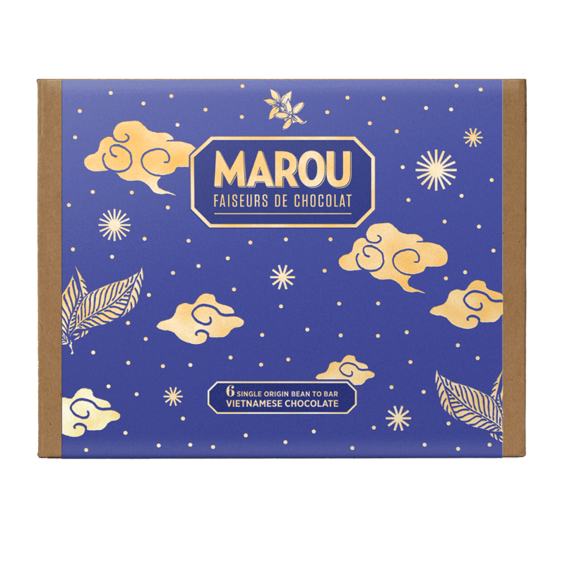 Marou Dunkle Schokolade Weihnachtsbox 6 Single Origin Vietnam