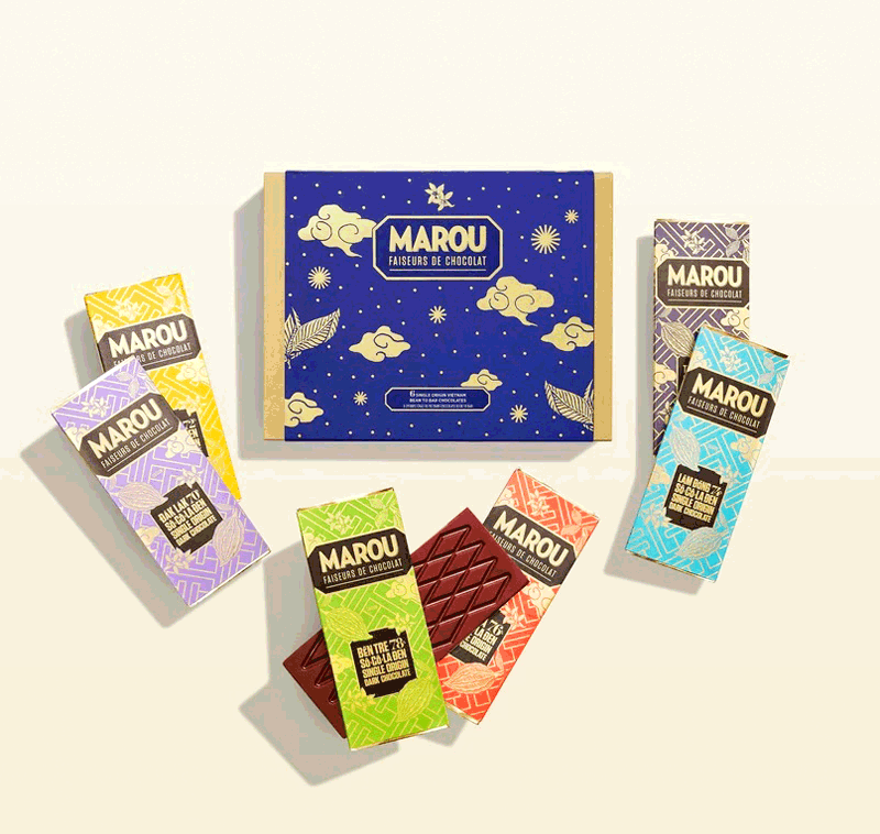 Marou Dunkle Schokolade Weihnachtsbox 6 Single Origin Vietnam – Bild 2